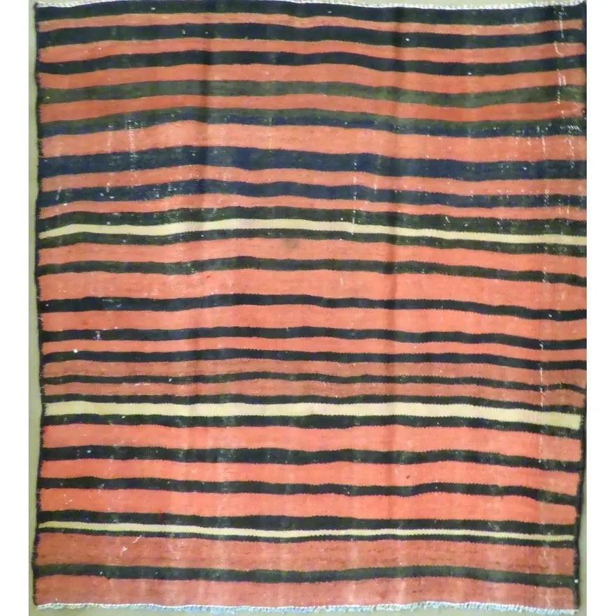 One Of The Kind Authentic Hand-Knotted Sanandaj Vintage Kilim 4'10" X 4'0"